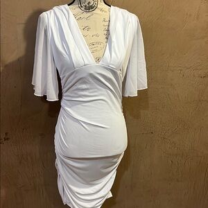 Elegant White Draped Dress MEDIUM NEW
